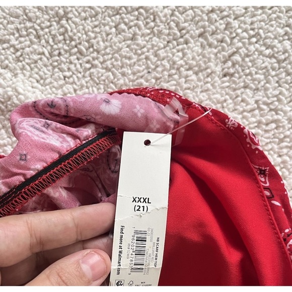 No Boundaries Red Paisley Bandana Top 3X Y2K Boho Festival Summer Casual Chic - Picture 2 of 7